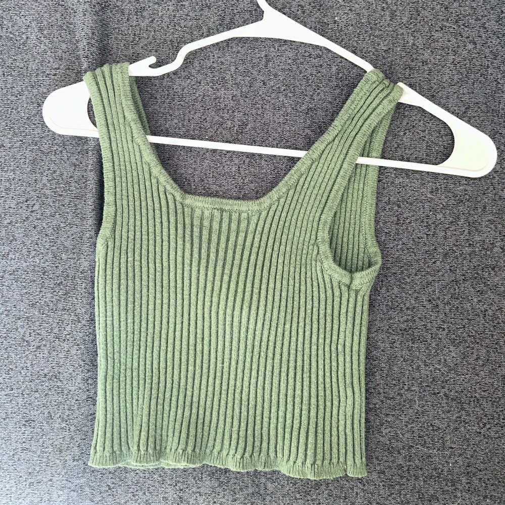 Reversible sage green cropped tank top